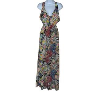 Yumi Kim Silk Maxi Dress MEDIUM Woodstock Floral Sleeveless Empire Sundress